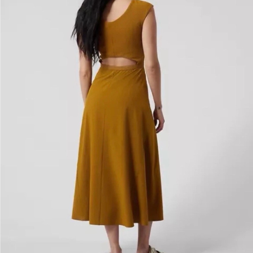 Athleta Ryder Dress Brass Yellow Sleeveless Midi Size Small - Picture 2 of 11